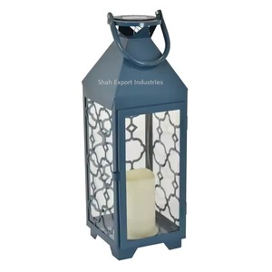 Awesome Design Iron Blue Coated <b>Candle</b> Lantern With Clear Glass for Home & Wedding Lighting Decoration <b>Hanging</b> Lantern - Product Image 1