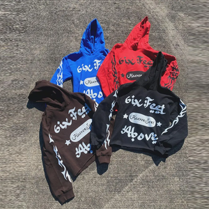 Six Feet Above Solid Hoodie en azul, rojo, marrón y negro, ropa de calle de invierno, sudadera para hombres y mujeres, algodón 100% - Product Image 5