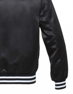 Veste de sport d'équipe personnalisée blanc noir Baseball vestes en satin universitaire pour hommes personnalisé de qualité supérieure CollegeBaseballjacket pour hommes - Product Image 5