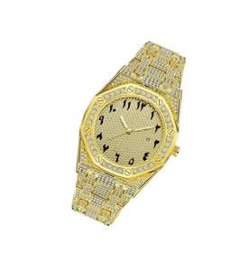 Reloj de diamantes de moissanita de cuarzo de lujo para uso unisex Reloj de pulsera de acero inoxidable completamente helado - Product Image 2