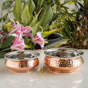 Marmites et casseroles Handi Mughlayi en acier et cuivre avec design martelé, vaisselle de service pour usage domestique et commercial - Product Image 6