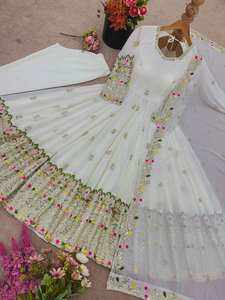 Georgette pesado bordado para mujer con Secuencia de bordado trabajo vestido Anarkali con conjunto Dupatta - Product Image 6