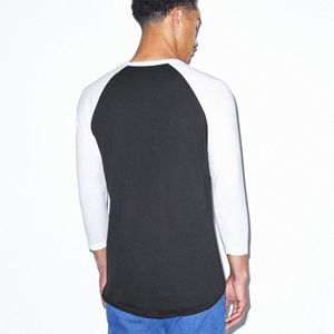 Ligero 50% Algodón 50% poliéster 200gsm Slim Fit béisbol Raglan negro y blanco 3/4 manga camiseta para hombres - Product Image 3