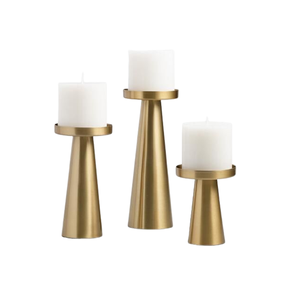 Piliers de bougie en or antique au design moderne pour l'éclairage décoration en forme de bouteille piliers de support de bougie en T en aluminium - Product Image 4