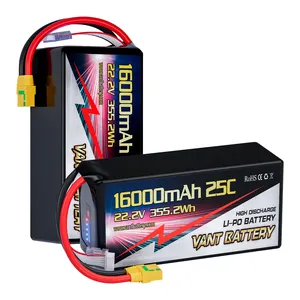 بطارية طائرة بدون طيار FPV 5200/6000/7500/8000/9500/10000/12000m/16000/22000/30000mah بطارية lipo 4S/6S موصل XT60 لطائرة بدون طيار FPV