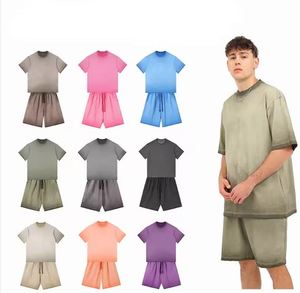 ชุดเสื้อยืดกางเกงขาสั้นผ้าฝ้ายโอเวอร์ไซส์สำหรับผู้ชายชุดออกกำลังกายลำลองพิมพ์ลายทันสมัยชุดสูทแขนสั้นคอสำหรับฤดูร้อนขนาดใหญ่พิเศษ - Product Image 2