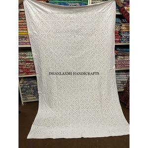 Couette en coton indien Vente en gros Couette en tissu de travail avec appliques faites à la main Quilts Vintage Queen Size Home Bed Cover Spread Sheet - Product Image 5