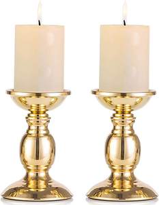 Bougeoirs en métal doré, bougeoirs, supports de centre de table, décoration, idéal pour les mariages, les événements spéciaux - Product Image 2