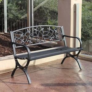 Banc en fonte d'inspiration victorienne avec construction incurvée ornée et siège en bois massif pour parcs ou grands jardins - Product Image 5