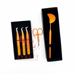Pinzas OrangeTweezers Profesionales para Extensión de Pestañas, Kit de Precisión con Tijeras de Acero Inoxidable Sólido, Pinzas con Punta de Fibra, Logotipo Personalizado - Product Image 3
