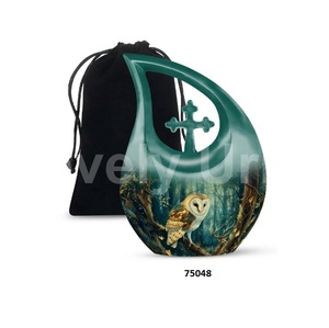 โกศอลูมิเนียมสีขาวสำหรับใส่เถ้ากระดูกนกฮูกสำหรับใส่เถ้ากระดูกของมนุษย์มีเอกลักษณ์ไม่เหมือนใครพร้อมถุงกำมะหยี่ฟรี - Product Image 2