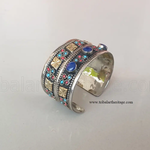 กำไลข้อมือแฟชั่นแบบกุชชี เยอรมันซิลเวอร์ เครื่องประดับแบบดั้งเดิมของชาวอัฟกัน ทำด้วยมือ เครื่องประดับชนเผ่าสำหรับผู้หญิง - Product Image 6