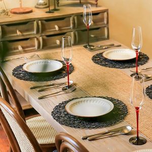 Modern Style Natural Non-Slip Heat Resistant Paper Braided <b>Round</b> Placemat Indoor Outdoor Dining <b>Table</b> <b>Mats</b> & Pads - Product Image 3