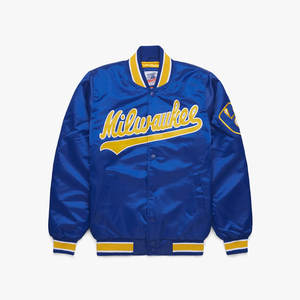 Premium Starter Brewers Chaqueta de satén para la comodidad elegante Chaqueta de cervecero de satén Ropa de arranque elegante Prendas de abrigo de cerveceros de moda - Product Image 1