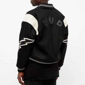 Preppy Style Custom Knitted Logo <b>Baseball</b> Jackets Men Casual Varsity Winter Canvas Zipper Closure High Quality Letter Wool Liner - Product Image 2