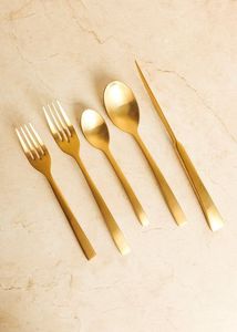 Ensemble de couverts en acier inoxydable miroir de qualité alimentaire, couteau, fourchette, cuillère, ensemble d'argenterie dorée pour restaurant - Product Image 3