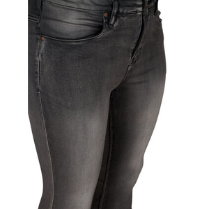 Jeans denim gris respirant grande taille pour femmes Pantalon droit à fermeture éclair Super Stretch Boyfriend Waist for Autumn - Product Image 3