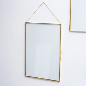 Elegant Gold Metal Hanging Glass <b>Frame</b> with Chain, Customizable Sizes <b>Floating</b> Wall Photo & Art Display <b>Frame</b> At Wholesale Price - Product Image 2