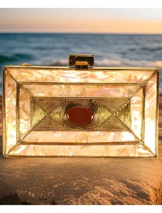 Bolso de mano de latón hecho a mano de calidad premium con patrón de mosaico de madreperla, bolso de hombro para mujer, bolsos de novia, diseño personalizado - Product Image 5