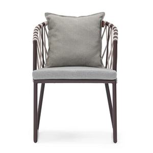 เก้าอี้รับประทานอาหารที่ทันสมัยทำจากกรอบอลูมิเนียมพร้อมเชือกทอที่ด้านหลังและรวมเบาะสำหรับการใช้งานในร่มและกลางแจ้ง - Product Image 2