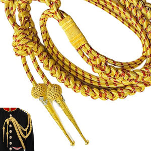 Gold Aiguillettes Gold & maroon mylar cord Two Brass gold plated tips Braided Ornamentation in Ceremonial Uniforms gold red - Product Image 2