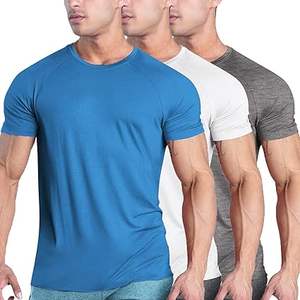 Vêtements pour hommes Logo personnalisé Lot de 3 t-shirts d'entraînement à manches courtes Gym Musculation Muscle Shirts Fitness Tee Tops - Product Image 2
