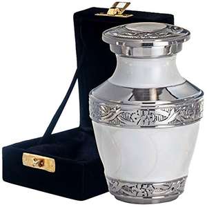 Mini urne américaine en laiton nacré blanc plaqué nickel Petites fioles Mini souvenir pour les cendres sacrées de bébé Hommes Femmes Cendres humaines - Product Image 1