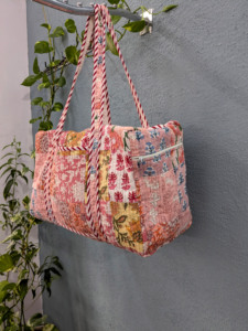 Quilted Large Handmade Duffle <b>Bag</b> Patchwork Design Block Print Personalised Travel Market Shopping Gift Her Weekender Luxury - Product Image 3