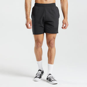Short baggy en molleton de coton pour hommes à taille élastique ajustable uni personnalisé Short de sport au-dessus du genou avec logo imprimé personnalisé - Product Image 1