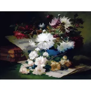 E. Cauchois Floral Roses Azulejo Mural Cocina Baño Backsplash en Mármol Cerámica Murales de pared - Product Image 1