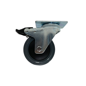 Rueda giratoria de freno con rodamiento de bolas giratorio de goma dura ligera de 4 pulgadas - Product Image 2