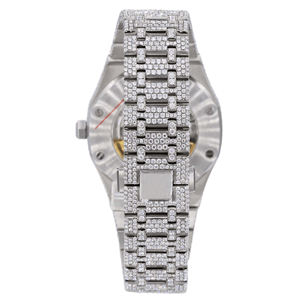 นาฬิกาฮิปฮอปแบบเต็มหน้าปัดประดับเพชรโมอิสซาไนต์  กลไกควอตซ์  ตัวเรือนสแตนเลส  หน้าปัดกระจก  แบบสั่งทำพิเศษ  ประดับเพชรเต็มเรือน - Product Image 3