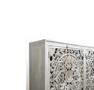 Luxury Furniture Modern Design Solid Mango Wooden Handicraft Piece Hand Carving <b>Sideboard</b>, <b>Kitchen</b> Cabinet - Product Image 5