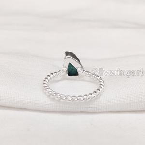 Bague pour femme en argent sterling 925 avec pierre brute naturelle d'apatite bleue torsadée, idéale pour Noël - Product Image 6