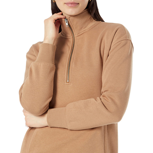 Vêtements d'entraînement en coton à manches longues personnalisés pour femmes, sweat-shirt à demi-fermeture éclair, coréen - Product Image 6