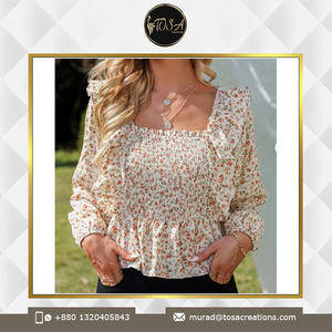 เสื้อคอกลมทอลําลองสําหรับผู้หญิงแขนยาวมีลายดอกไม้พิมพ์ลายในราคาส่วนลด - Product Image 4