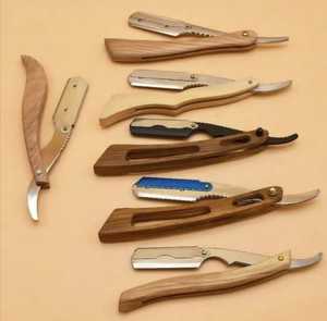 ที่โกนหนวดด้ามจับทำจากไม้,ที่โกนหนวดสเตนเลสสตีลแบบมืออาชีพ - Product Image 1