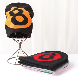 หมวกบีนนี่แจ็คการ์ดสำหรับผู้ใหญ่2025 Y2K ผ้าถักอะคริลิคสไตล์ฮิปฮอประบายอากาศกันน้ำปรับแต่งได้เป็นตัวเลขนำโชค - Product Image 4