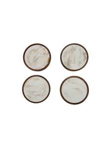 ที่รองแก้วไม้พรีเมี่ยมพร้อมชุดเครื่องดื่มดีไซน์เนอร์เรซิ่นสีทองสีขาว4ทรงกลมแผ่นรองแก้วออกแบบทันสมัยป้องกันโต๊ะสำหรับเป็นของขวัญในบ้าน - Product Image 4