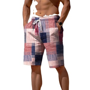 กางเกงขาสั้นซับเหงื่อสำหรับผู้ชายกางเกงขาสั้นชายหาดกางเกงขาสั้นผ้าเทอร์รี่เอวยางยืดมีเชือกผูกพิมพ์ลายกราฟิกลายสก๊อตระบายอากาศได้ดีกางเกงขาสั้นนุ่มใส่ได้ทุกวัน - Product Image 4