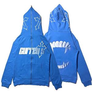 Fabricant de vêtements, sweat à capuche surdimensionné avec impression personnalisée, fermeture éclair intégrale, streetwear, sweat à capuche grande taille, sweat à capuche hip-hop pour homme - Product Image 1