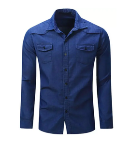 Vente en gros Chemise en jean tendance pour hommes Chemises de cowboy délavées élégantes à manches longues et coupe ajustée en coton jeans hauts pour hommes - Product Image 5