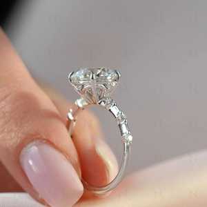 แหวนเพชรเม็ดเดี่ยวเงินแท้925สำหรับพันธมิตรแหวนเพชรเม็ดกลมมอยส์ซอไนต์แท้สำหรับเป็นของขวัญในงานครบรอบ - Product Image 5