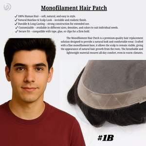 Peluca de Cabello Remy Duradera de 6 Pulgadas para Hombre, Base de Seda Lisa, Mono Fino, con Sistema de Reemplazo Capilar con Tupé de Cabello Indio - Product Image 3