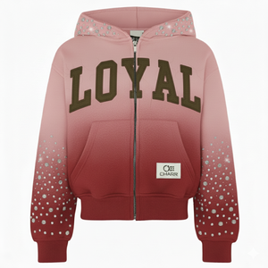 Sudadera con capucha y cremallera recortada cuadrada para hombre, ropa de calle de felpa francesa de 500GSM, parche desgastado con lavado ácido, bordado de diamantes de imitación personalizados - Product Image 5