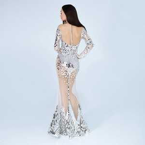 Vente en gros Taabi Exporte col en V écologique antistatique respirant A-ligne robe de soirée pour les femmes parole longueur Sexy en mousseline de soie - Product Image 4