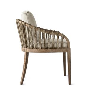 Silla de Comedor de Madera de Teca Maciza de Diseño Europeo Moderno, Respaldo de Ratán Tejido, Cojín Incluido, Resistente al Agua, para Uso en Interiores y Exteriores, Villas - Product Image 3