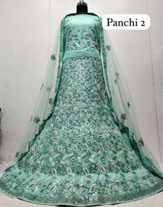Premium Jarkan Work Net Lehenga con 3m Flair 1,2 m Blusa Butti Border Dupatta para fiesta para distribuidores de moda B2B Proveedores - Product Image 5