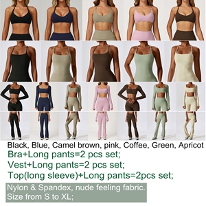 Conjunto de Yoga sin costuras para mujer con logotipo personalizado, traje deportivo de otoño e invierno, Top corto de manga larga, mallas de cintura alta, ropa deportiva para Fitness - Product Image 2