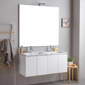 Bali 120cm White <b>Wall</b>-Hung Bathroom Cabinet with Doors and 120x110cm <b>Mirror</b> Bathroom <b>Sets</b> - Product Image 1